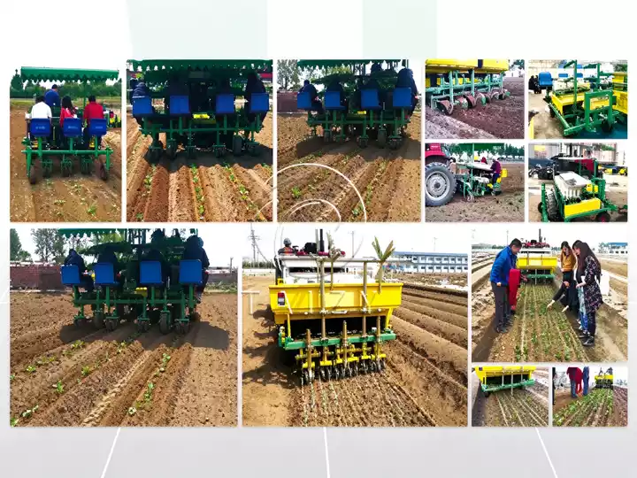 vegetable transplanter working in farm field