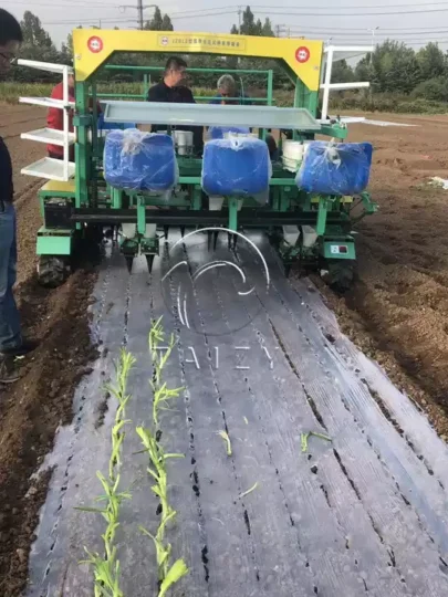 crawler self-propelled transplanter working on farm